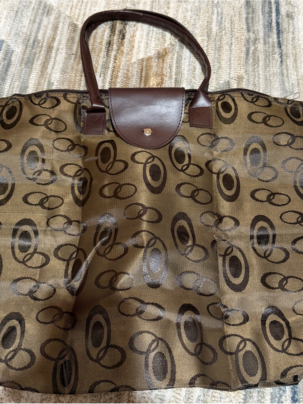 Brown Patterned Men's Tote Bag